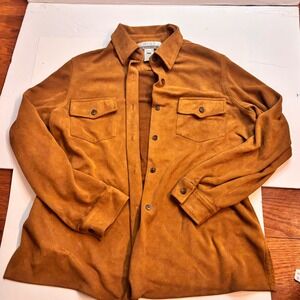 Nine & Company Brown Suede Button Up Shirt Size 12 Long‎ Sleeve Pockets